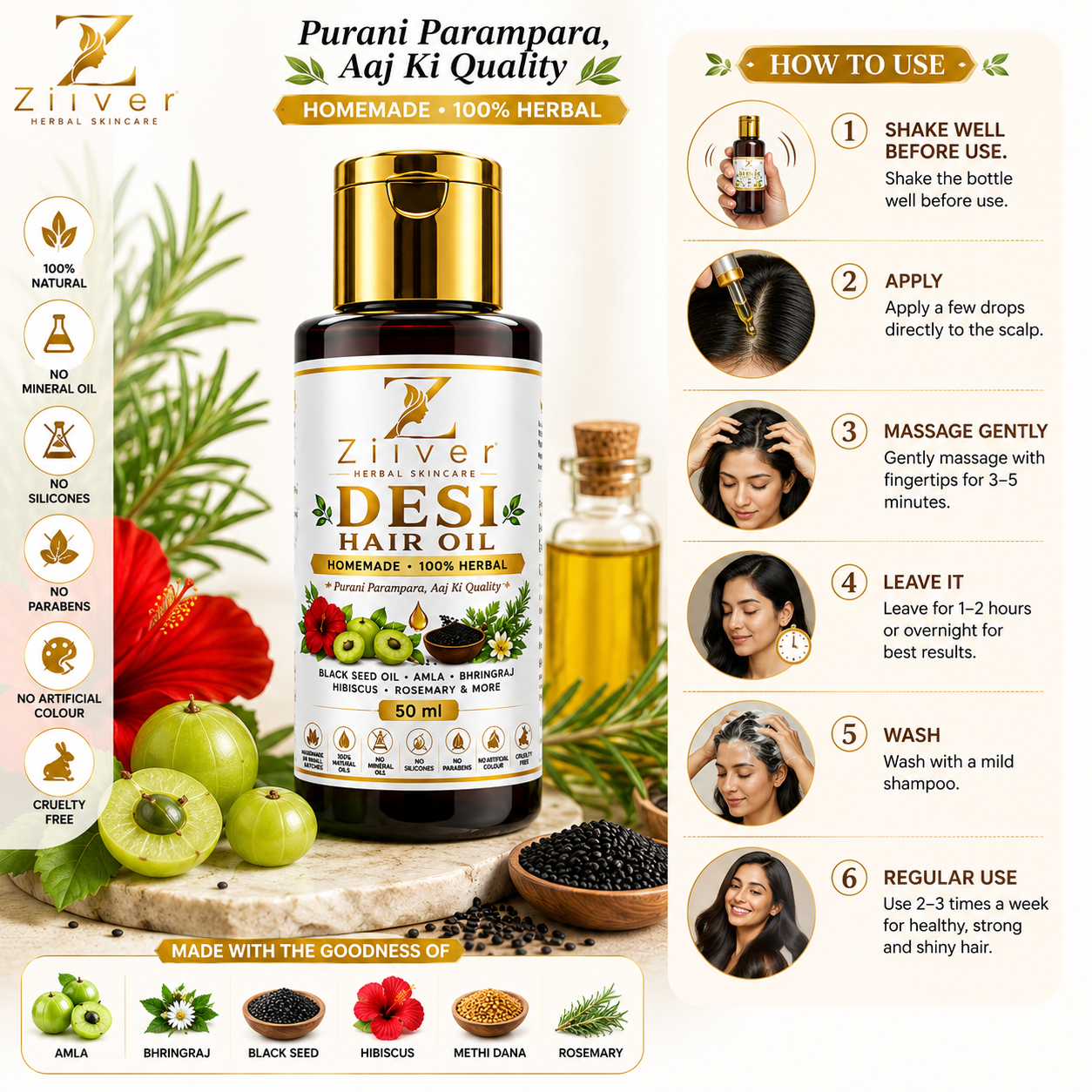 Zilver Desi Hair Oil | Handmade 100% Herbal Hair Oil